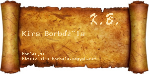 Kirs Borbála névjegykártya